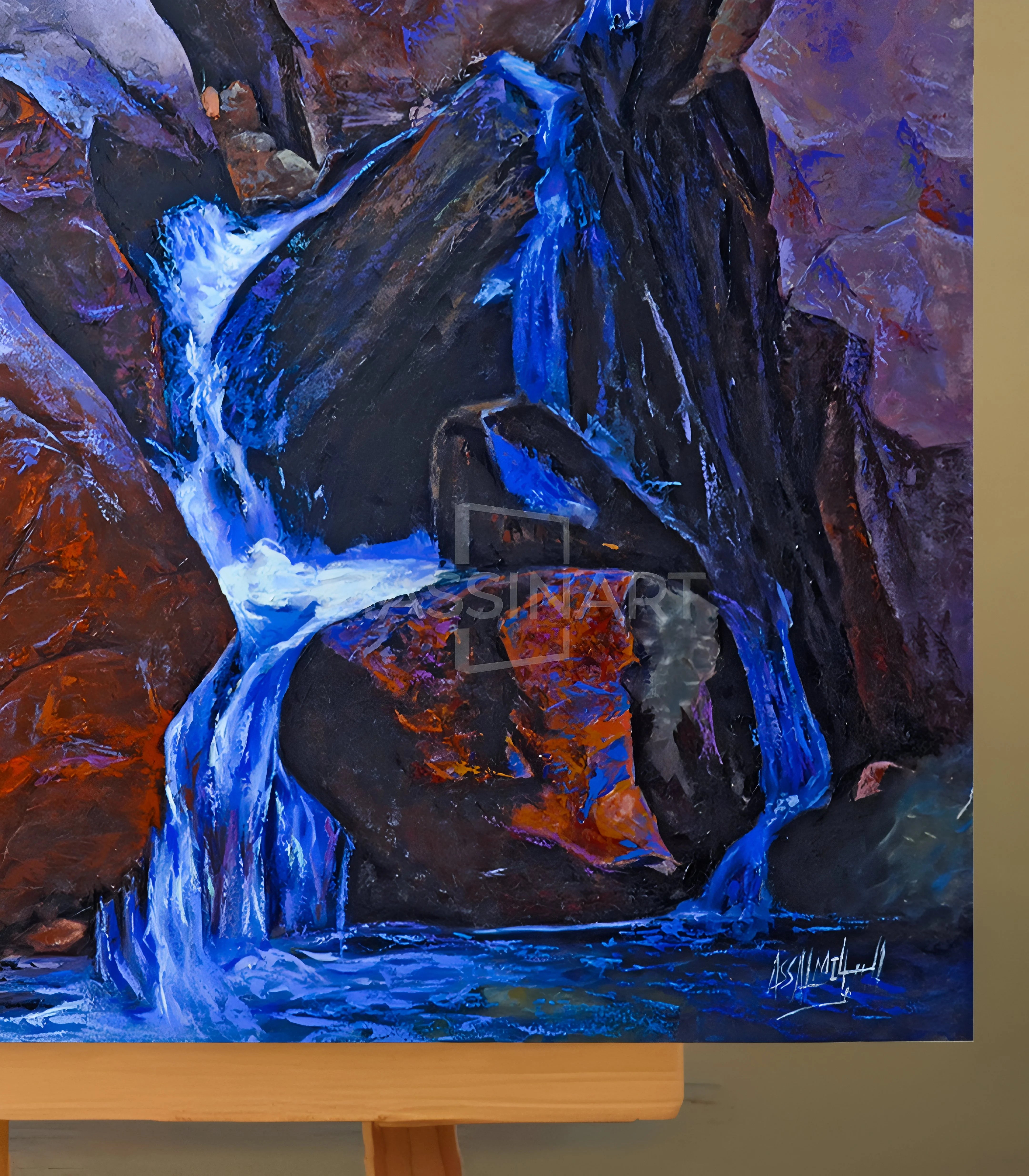 Cascade d'Imlil - signé par l'artiste Mohamed Assalmi.